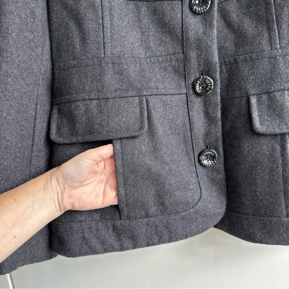 Guess Wool Coat Military Inspired Gray Size Large Pockets Button Front - Picture 3 of 9